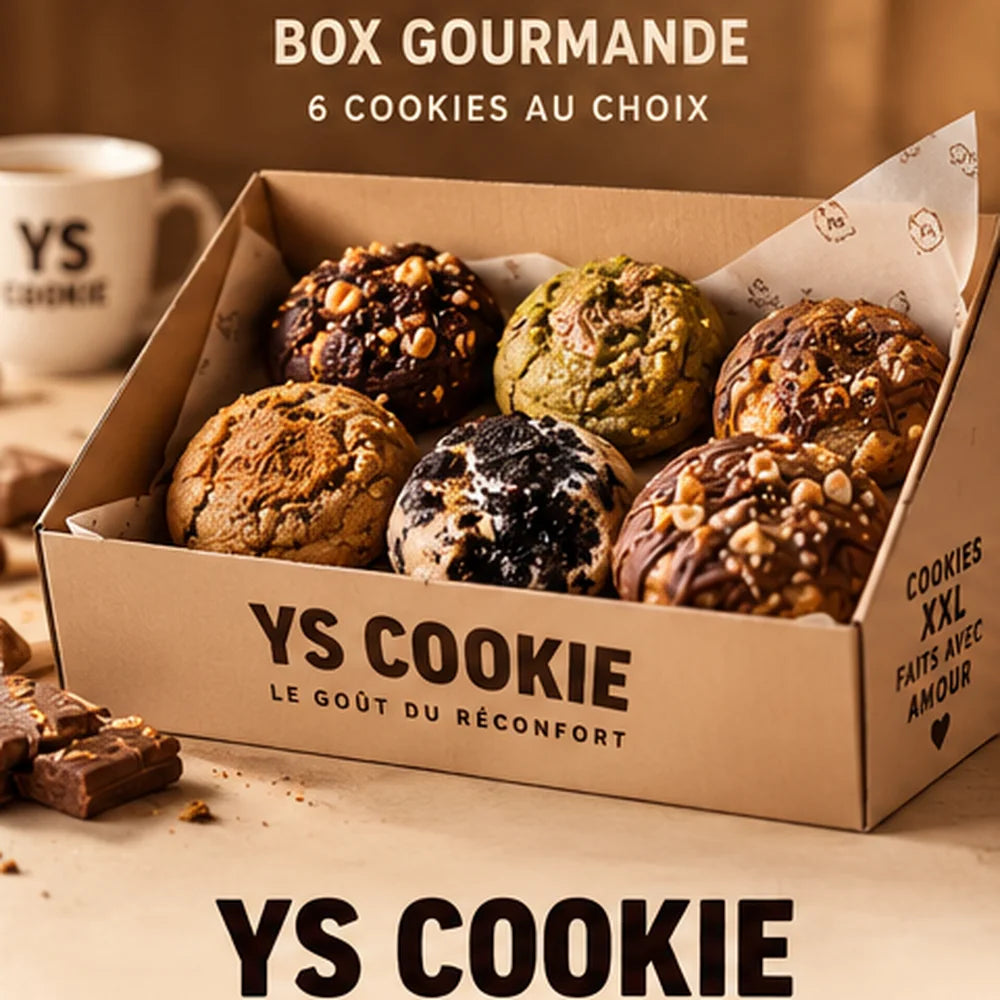 Box gourmande de 6 cookies artisanaux XXL YS COOKIE