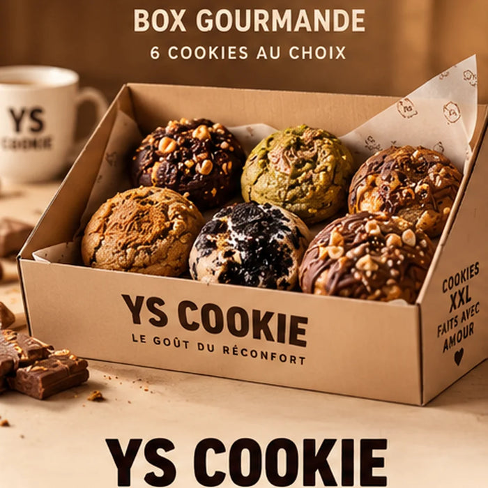 Box gourmande de 6 cookies artisanaux XXL YS COOKIE