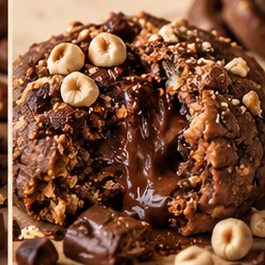Cookie artisanal XXL Nuts au chocolat noir, noisettes et cœur Nutella YS COOKIE
